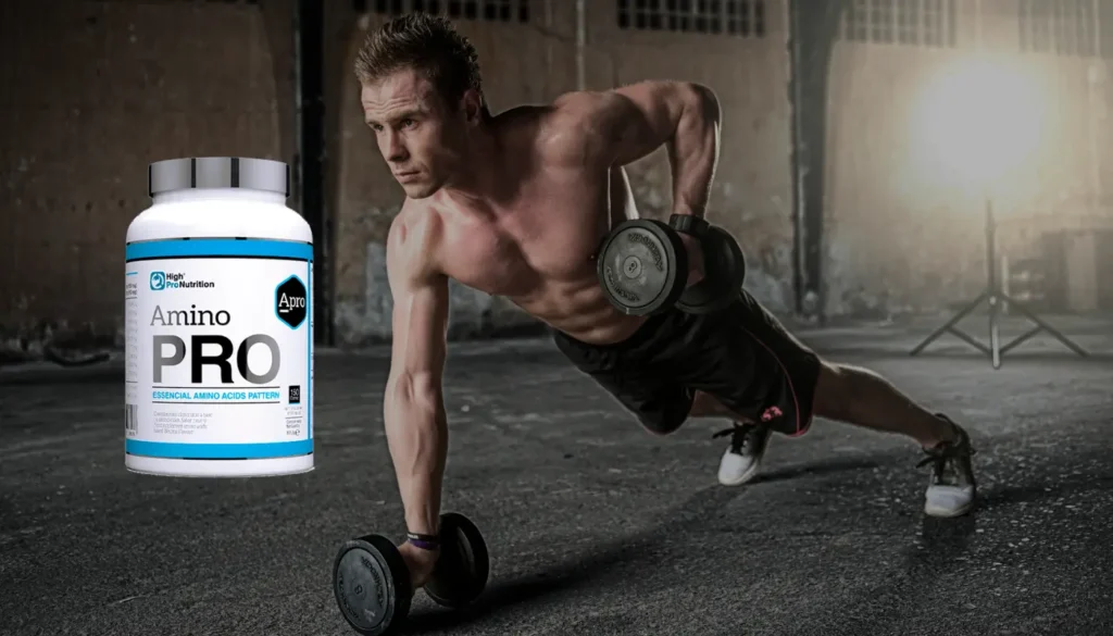 Foto de suplemento/hombre levantando pesas